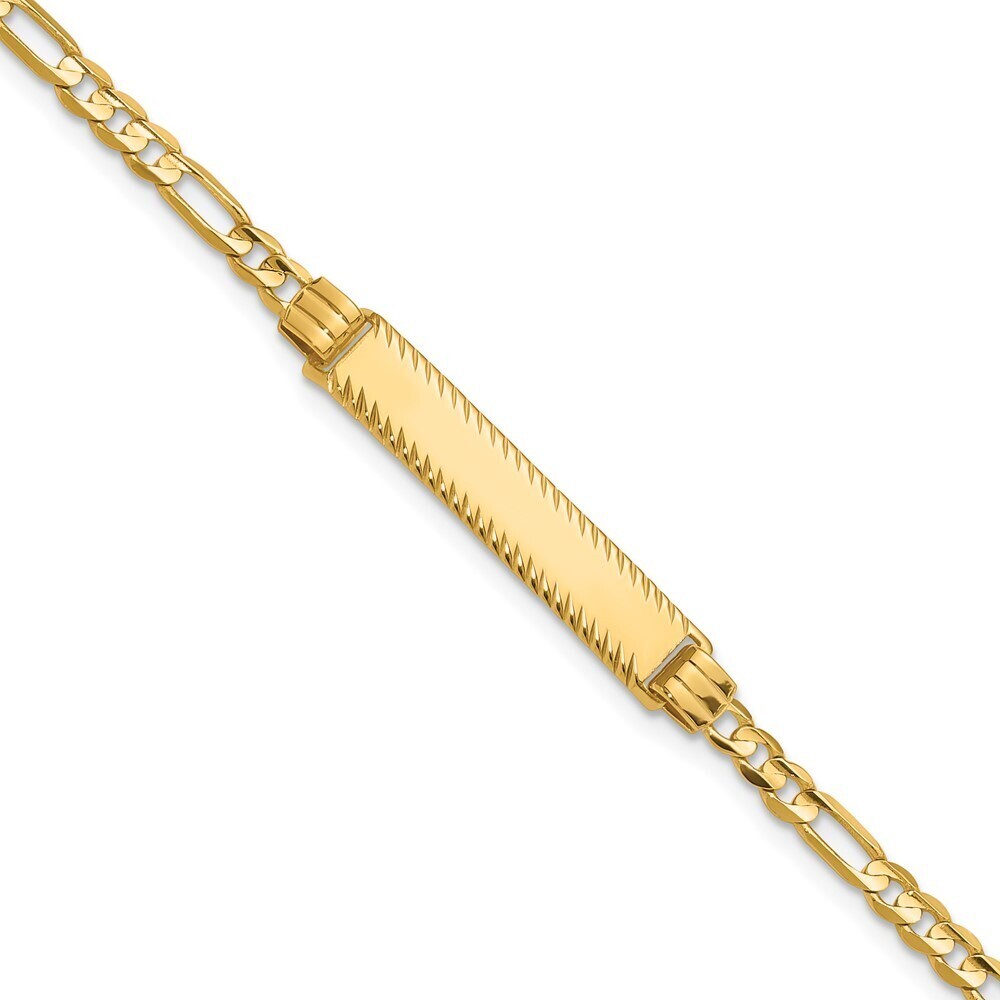 14k Yellow Gold 3.0mm Figaro Diamond Cut Id Bracelet